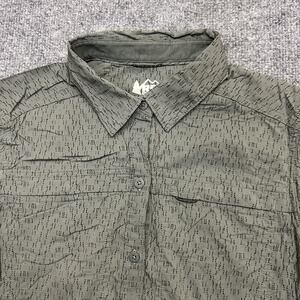 REI Co-op Shirt Womens Small Green Short Sleeve Hiking Button Front Trail